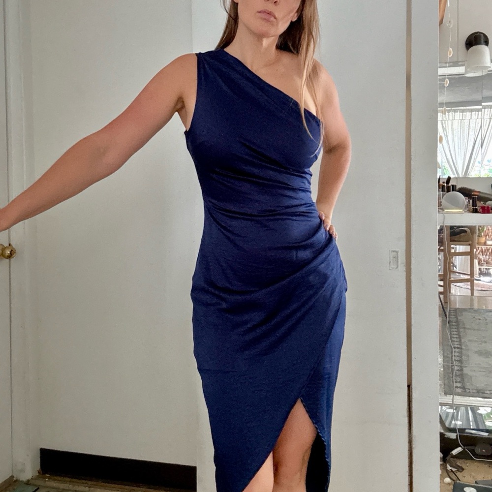 The Vanity Room One-Shoulder Navy Dress